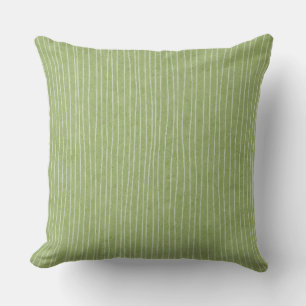 Olive Green Pale Stripes Throw Pillow