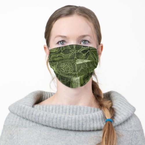 Olive Green Patchwork Fabric Texture Face Mask