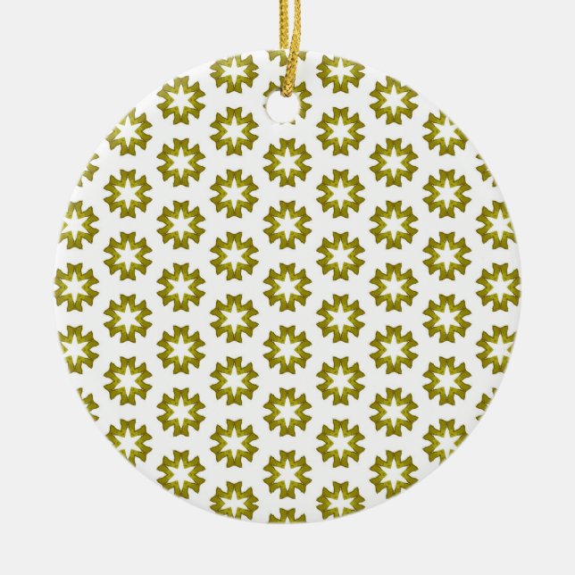 Olive Green Pattern Ceramic Ornament (Front)