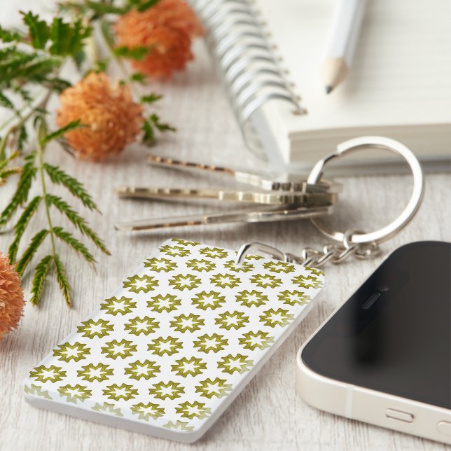 Olive Green Pattern Keychain (Front Right)