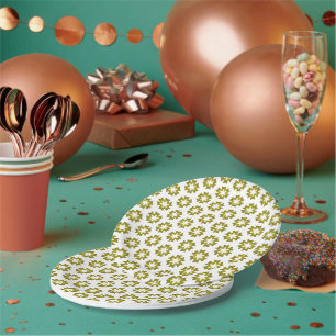 Olive Green Pattern Paper Plates