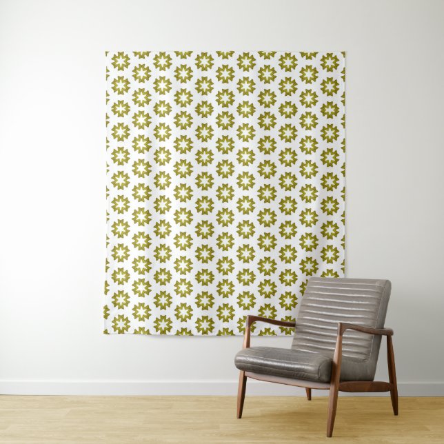 Olive Green Pattern Tapestry (In Situ)