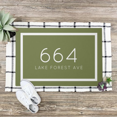 Olive Green Personalized Address Number Doormat