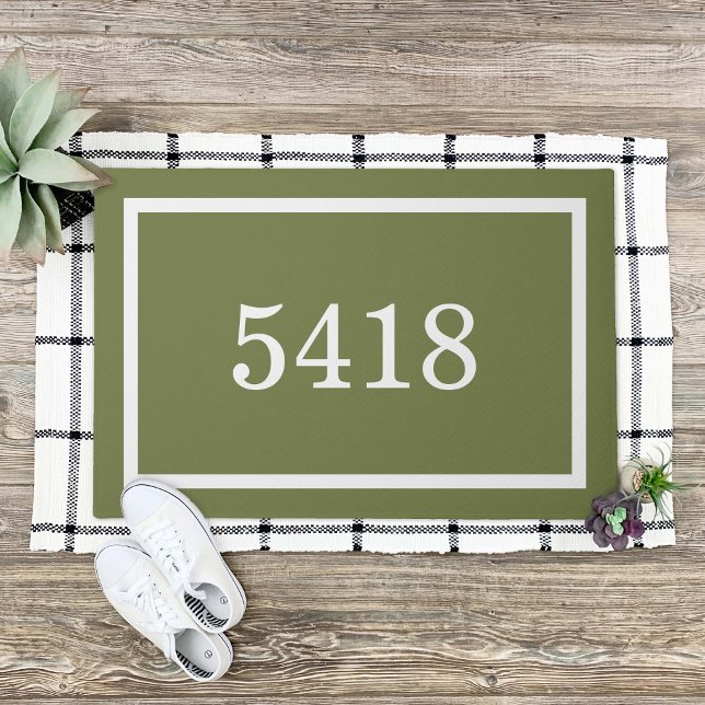 Olive Green Personalized Address Number Doormat (Creator Uploaded)