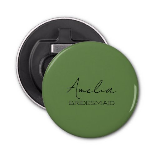 Olive Green Personalized Bridesmaid Bottle Opener
