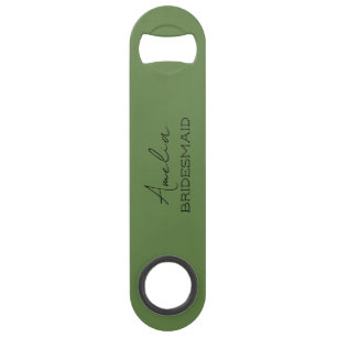 Olive Green Personalized Bridesmaid Bottle Opener
