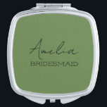 Olive Green Personalized Bridesmaid  Compact Mirror<br><div class="desc">Create a personalized compact mirror for all the special people in your wedding. The name and title can be customized to fit your exact needs/wording.</div>