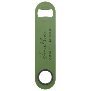 Olive Green Personalized Man of Honor Bar Key