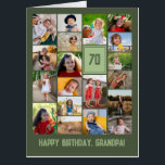 Olive Green Photo Collage Happy Birthday Grandpa Card<br><div class="desc">Wish grandpa a happy birthday with this jumbo photo collage birthday card to which you can add 19 photos of the grand kids, and grandpa's age in big olive green numbers against a light green background. Olive green jumbo photo collage birthday card to wish grandpa a happy birthday personalized with...</div>