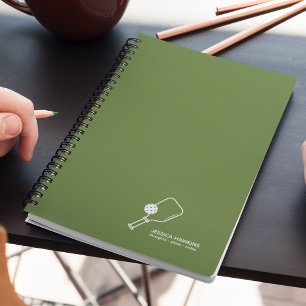 Olive Green Pickleball Paddle & Ball Personal Notebook