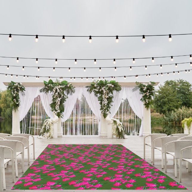 Olive Green Pink Artful Rose Rug (Insitu (Wedding 1))