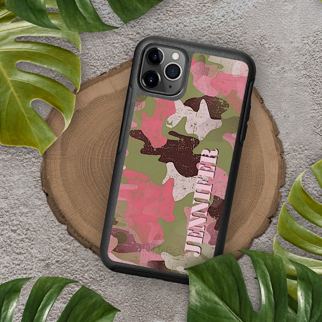  Olive Green Pink Khaki Brown Camo Art Pattern Otterbox iPhone Case (Creator Uploaded)