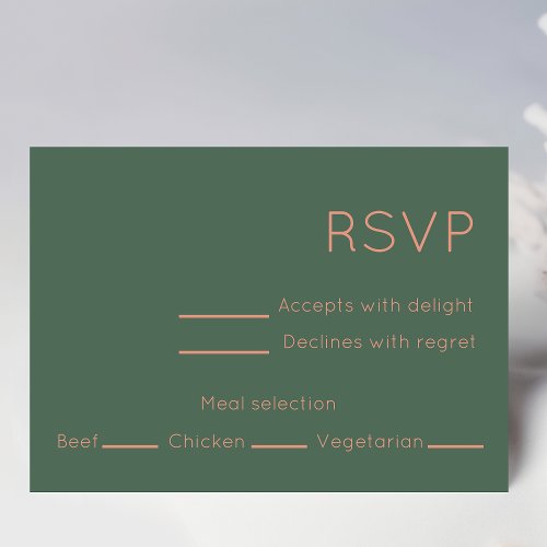 Olive Green  Pink Mid Century Modern RSVP Card