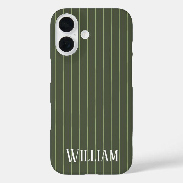 Olive green pinstripes Case-Mate iPhone case (Back)