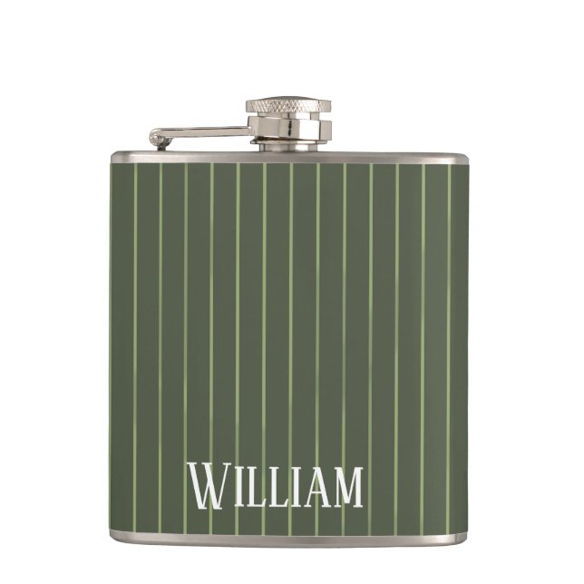 Olive green pinstripes flask (Front)