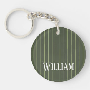 Olive green pinstripes keychain