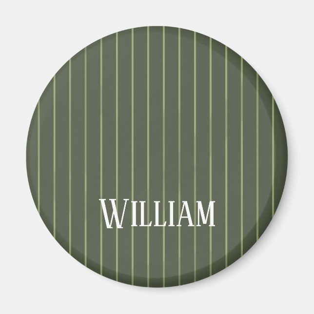Olive green pinstripes magnet (Front)