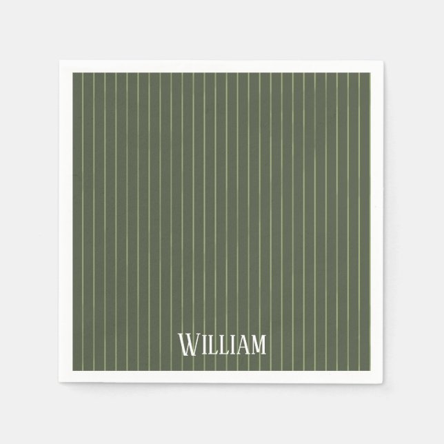 Olive green pinstripes napkins (Front)