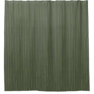 Olive green pinstripes shower curtain