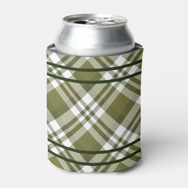 Olive Green Plaid Can Cooler (Can Front)