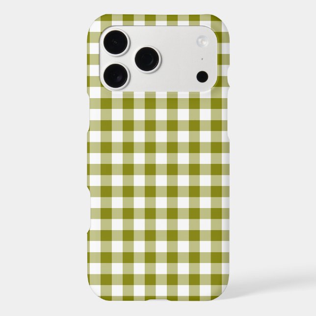 Olive Green Plaid Gingham iPhone Case (Back)