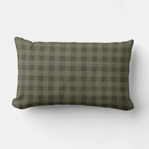 Olive Green Plaid Lumbar Pillow