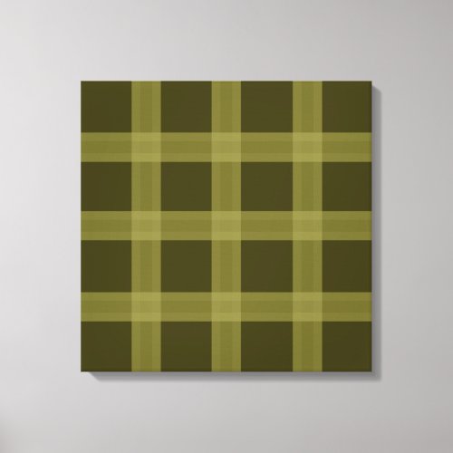 Olive Green Plaid Pattern Canvas Wall Art