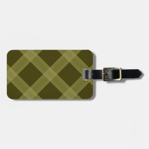 Olive Green Plaid Pattern Luggage Tag