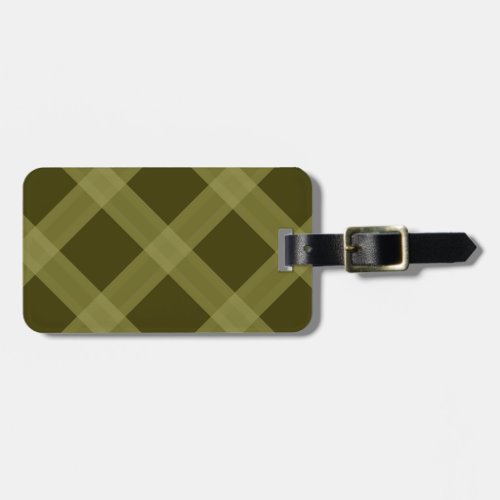 Olive Green Plaid Pattern  Luggage Tag