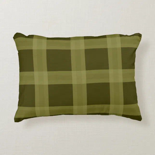Olive Green Plaid Throw Pillow Zazzle