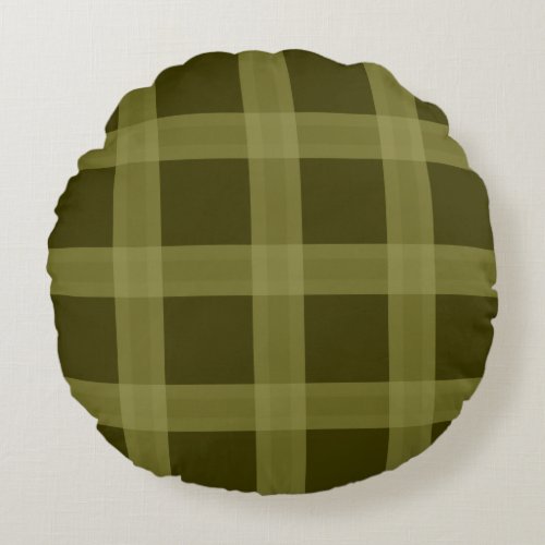 Olive Green Plaid Throw Pillow