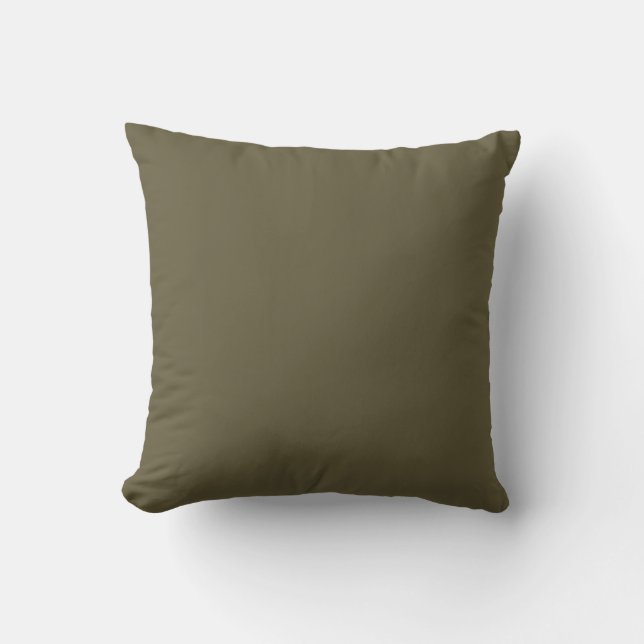 Olive Green Plain Solid Colour Throw Pillow (Front)