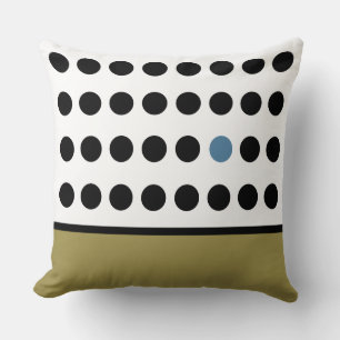 Olive Green Playful Dots Throw Pillow