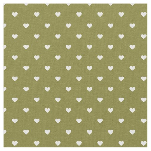 Olive Green Polka Dot Hearts Fabric