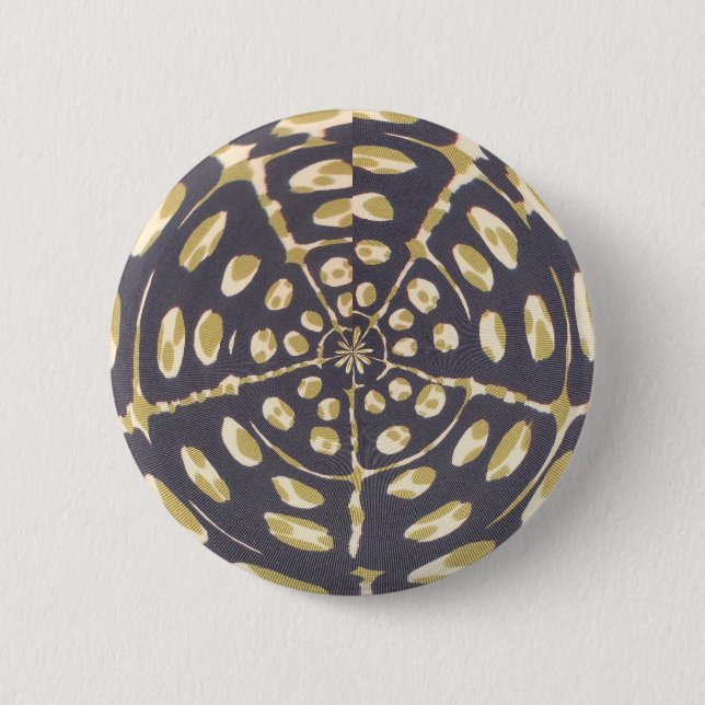 Olive Green Polka Dot Radial Pattern Art Print Button (Front)