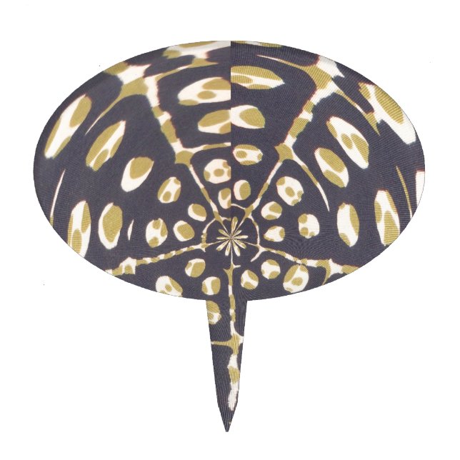 Olive Green Polka Dot Radial Pattern Art Print Cake Topper (Front)