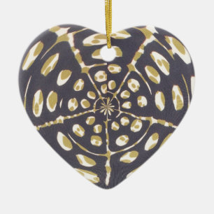 Olive Green Polka Dot Radial Pattern Art Print Cer Ceramic Ornament