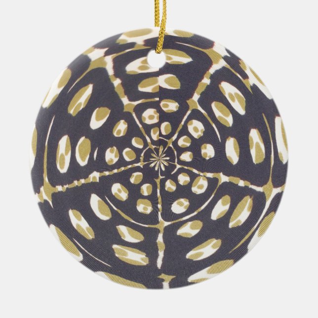 Olive Green Polka Dot Radial Pattern Art Print Cer Ceramic Ornament (Front)