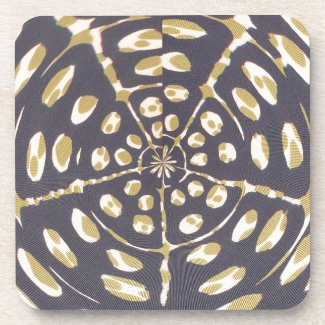 Olive Green Polka Dot Radial Pattern Art Print Coaster (Front)