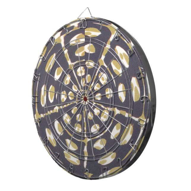 Olive Green Polka Dot Radial Pattern Art Print Dart Board (Front Right)