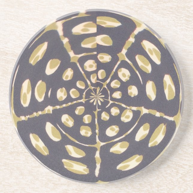 Olive Green Polka Dot Radial Pattern Art Print Drink Coaster (Front)