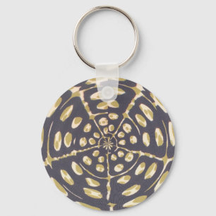 Olive Green Polka Dot Radial Pattern Art Print Keychain