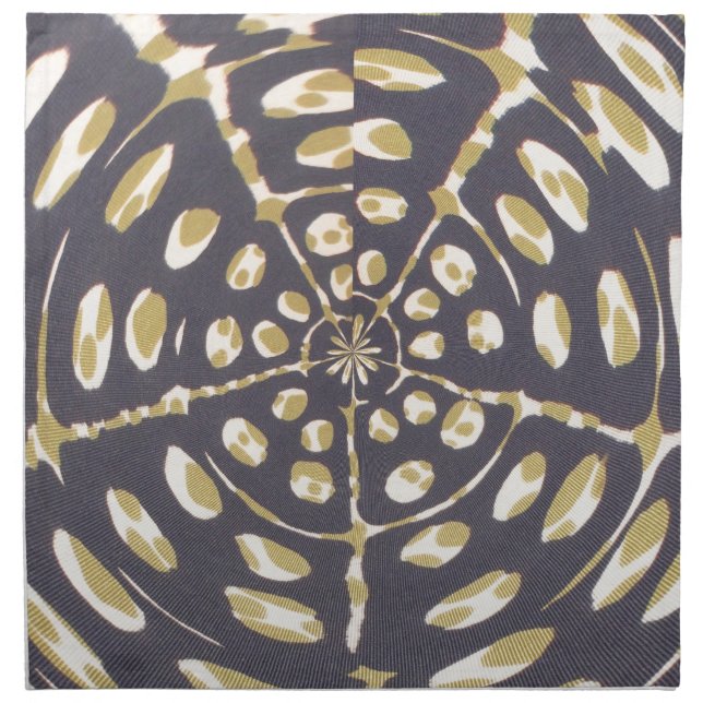 Olive Green Polka Dot Radial Pattern Art Print Napkin (Front)