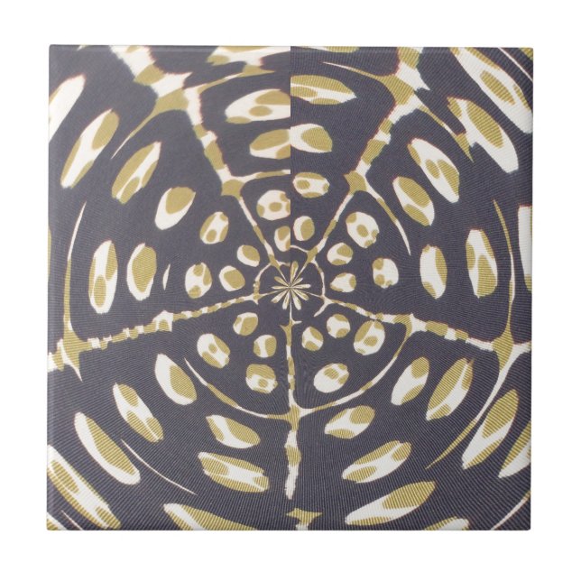 Olive Green Polka Dot Radial Pattern Art Print Tile (Front)