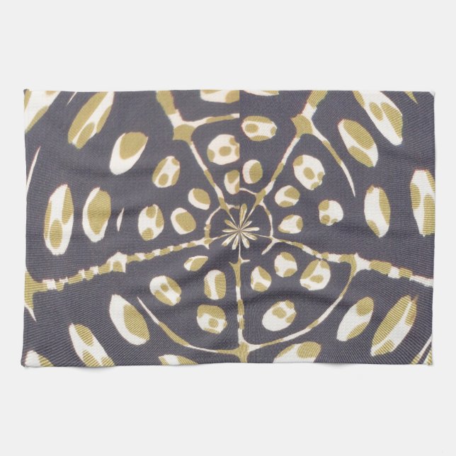 Olive Green Polka Dot Radial Pattern Art Print Towel (Horizontal)