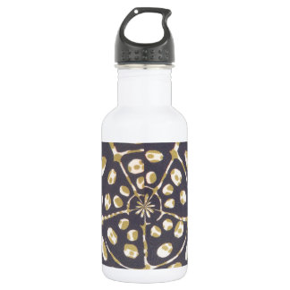 Olive Green Polka Dot Radial Pattern Art Print Water Bottle