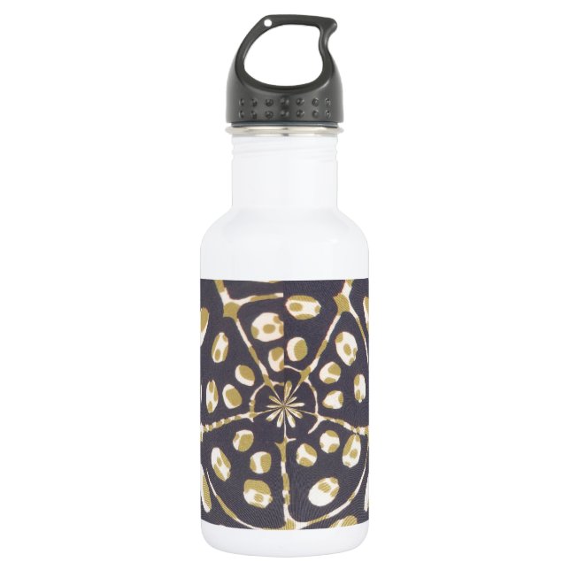Olive Green Polka Dot Radial Pattern Art Print Water Bottle (Front)