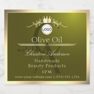 Olive Green Product Label Gold Frame Logo Monogram