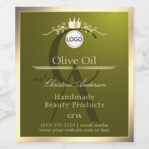 Olive Green Product Label Gold Frame Logo Monogram