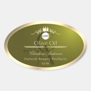 Olive Green Product Label Gold Frame Logo Monogram